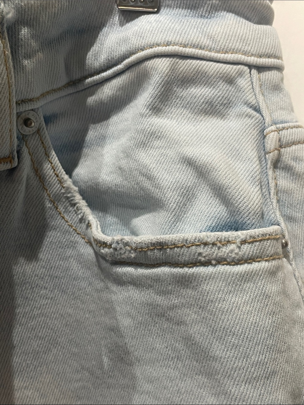 PINK Victoria's Secret Light Blue Distressed Wide-Leg Jeans - Picture 4 of 10